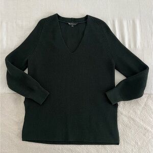 ATHLETA Dark Green Oversized Deep V Neck Sweater XS/S